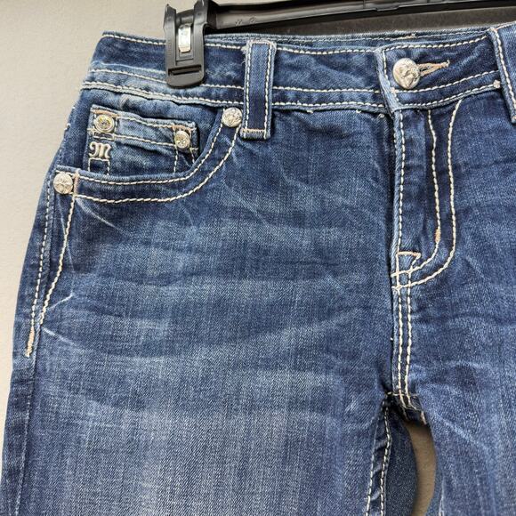 Miss Me Jeans Women's 29x34 (8) Blue Relaxed Boot Cut Crosses Western Bling - Picture 5 of 15